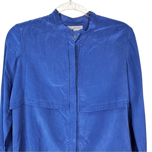 Vince 100% Silk Long Sleeve Blue Blouse | Size S - Picture 3 of 10